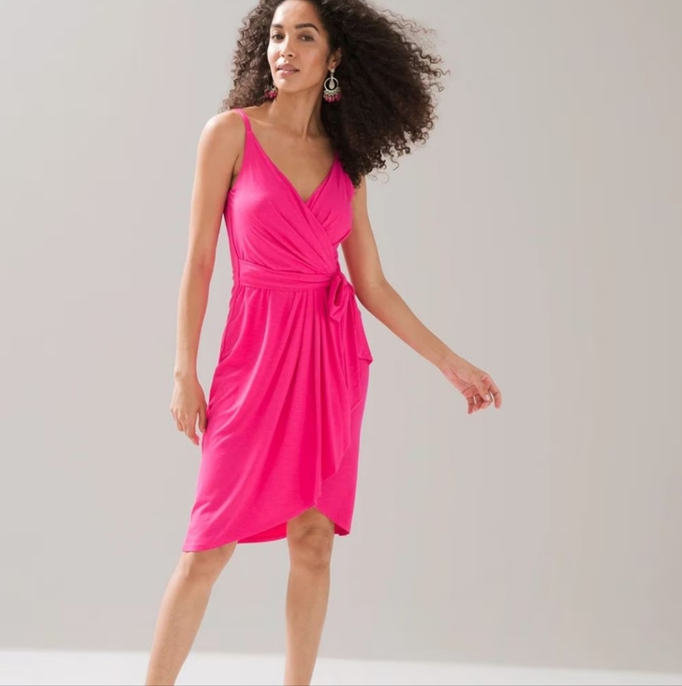 WHBM WOMEN'S PINK SLUB MINI SANDAL DRESS SIZE 6 NWT